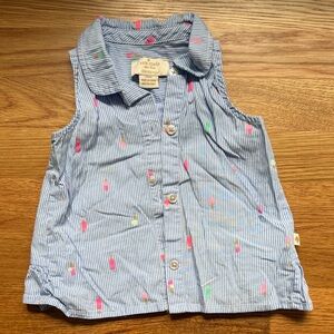 kate spade Blue & White Striped Sleeveless Button-Up Top with Popsicle Print